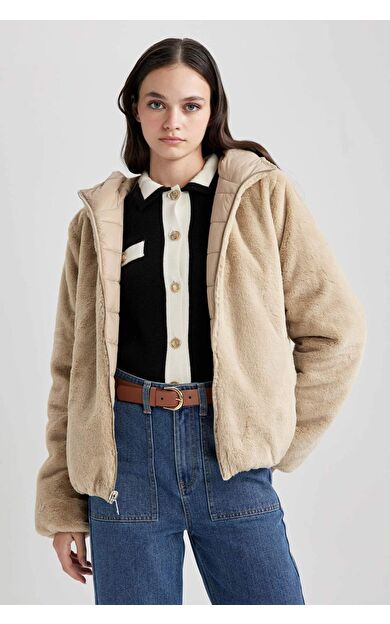 DeFactoFit Su Geçirmez Kapüşonlu Çift Taraflı Şişme Mont