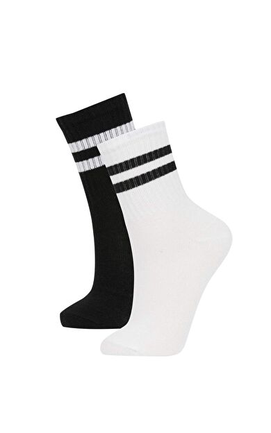 DeFactoFit Erkek Çocuk 2'li Pamuklu Uzun Çorap Siyah
