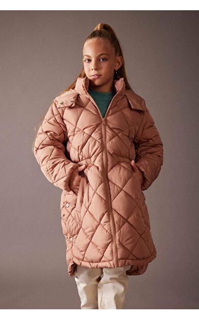 Kız Çocuk Kapüşonlu Kapütoneli Uzun Parka