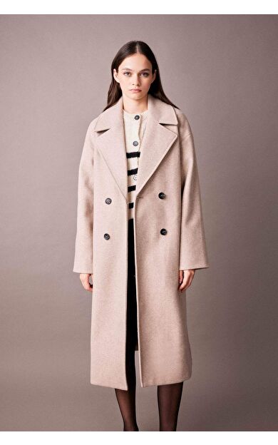 Su Geçirmez Oversize Fit Kaşe Kaban