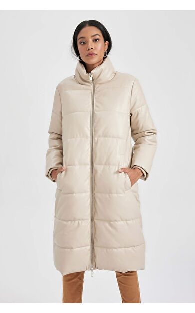 Su Geçirmez Relax Fit Suni Deri Parka