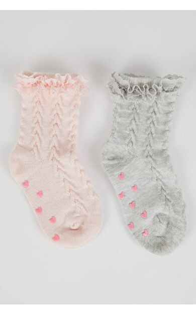 DeFactoFit Kız Bebek 2'li Uzun Çorap Çok Renkli