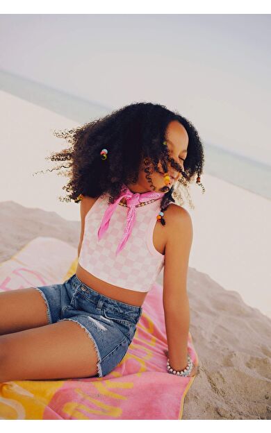 Kız Çocuk Bisiklet Yaka Atlet Pembe