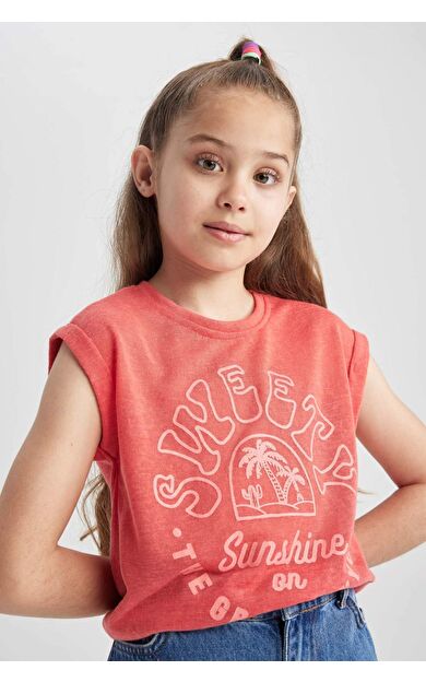 DEFACTO Kız Çocuk Regular Fit Kısa Kollu Tişört