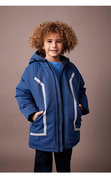 Erkek Çocuk Su İtici Kapüşonlu Polar Astarlı Parka