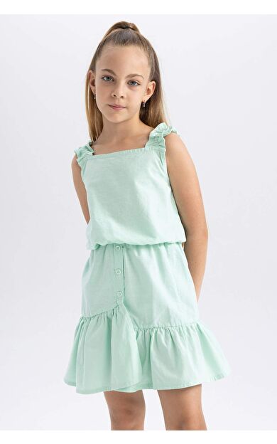 DEFACTO Kız Çocuk Kolsuz Bluz Etek 2'li Takım