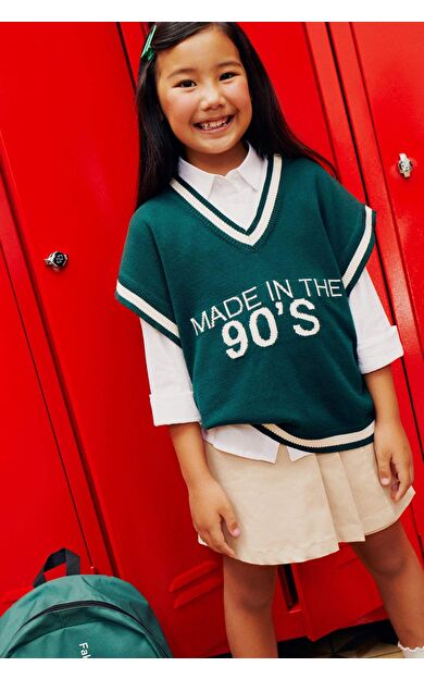 DEFACTO Kız Çocuk V Yaka Kolej Okul Süveter