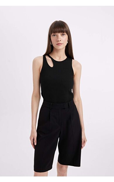 DeFactoFit Slim Fit Bisiklet Yaka Fitilli Kaşkorse Atlet A3422AX24SPBK81