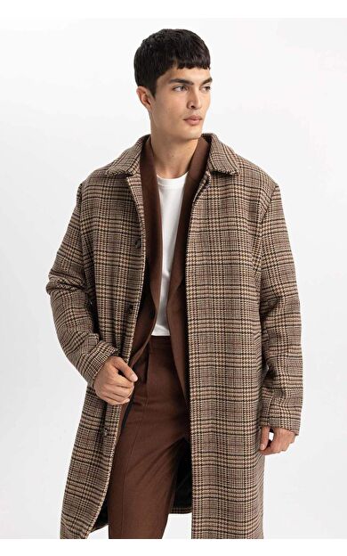 DeFacto Regular Fit Polo Yaka Astarlı Kaşe Parka
