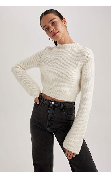 Fitted Yarım Balıkçı Yaka Selanik Kumaş Kazak