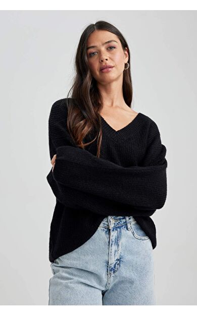 DeFactoFit Oversize Fit V Yaka Kazak