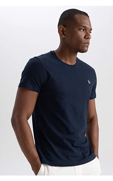 DeFacto Slim Fit Bisiklet Yaka Baskılı Tişört