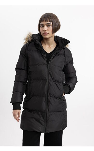 DeFactoFit Regular Fit Kapüşonlu Suni Kürklü Parka