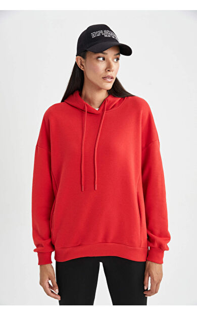 DeFacto Oversize Fit Kapüşonlu Kalın Sweatshirt Kumaşı Sweatshirt