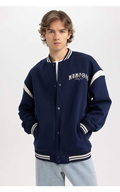 DeFactoFit Oversize Fit Kolej Yaka Bomber İçi Yumuşak Tüylü Hırka