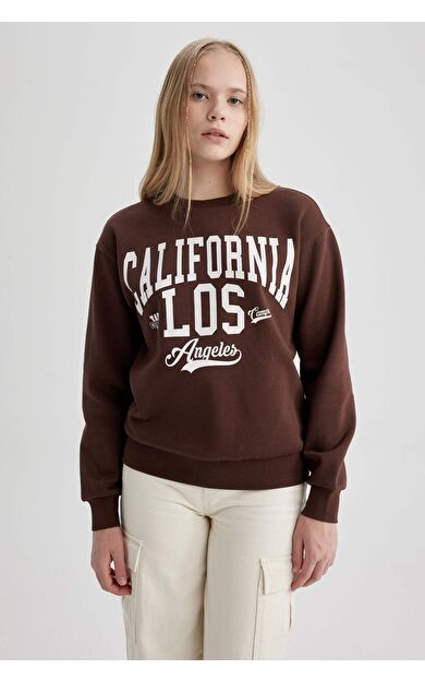 Regular Fit Bisiklet Yaka Kalın Kumaş Sweatshirt