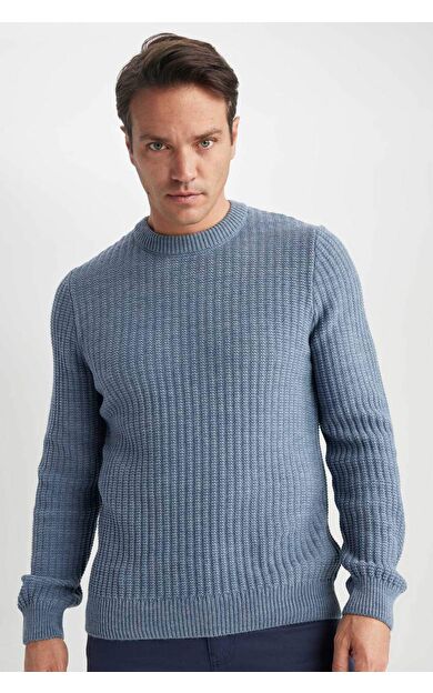 DeFactoFit Standart Fit Bisiklet Yaka Triko Kazak