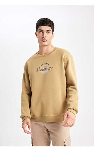 DeFacto Discovery Channel Oversize Fit Bisiklet Yaka Sweatshirt