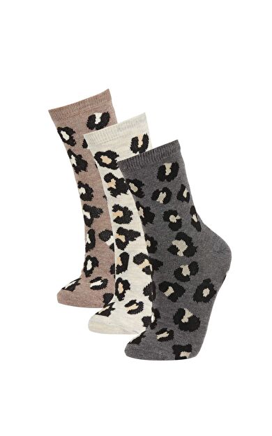 Kadın 3'lü Pamuklu Uzun Çorap