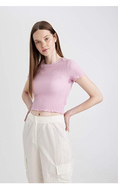 DeFactoFit Fitted Bisiklet Yaka Kısa Kollu Tişört A6179AX24SMPN624