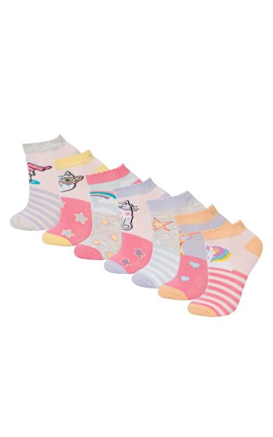 Kız Çocuk 7'li Pamuklu Patik Çorap