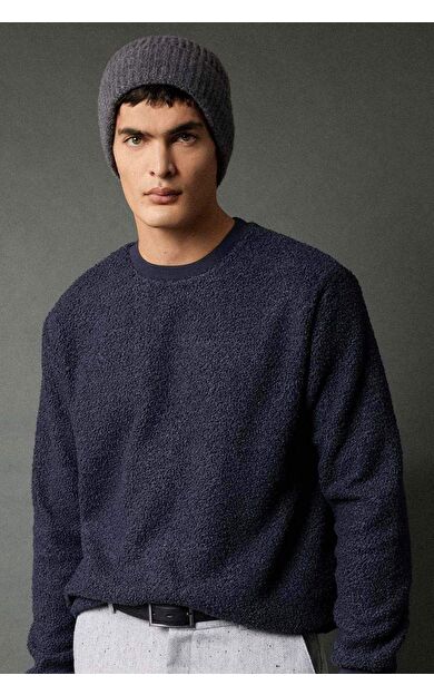 DeFacto Regular Fit Bisiklet Yaka Pelüş Sweatshirt