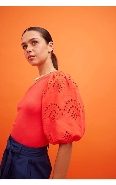 DeFactoFit Slim Fit Tek Omuzlu Kısa Kollu Tişört Kırmızı