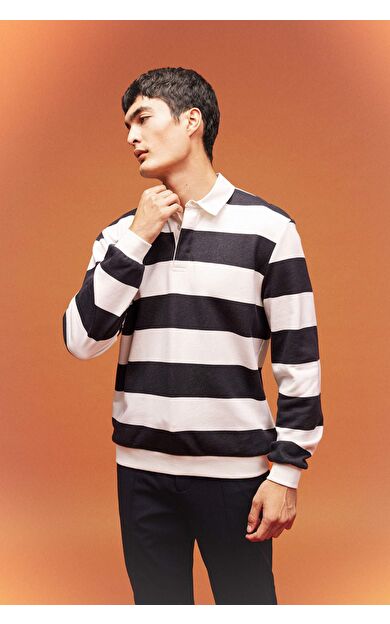 DeFacto Modern Fit Polo Yaka Sweatshirt