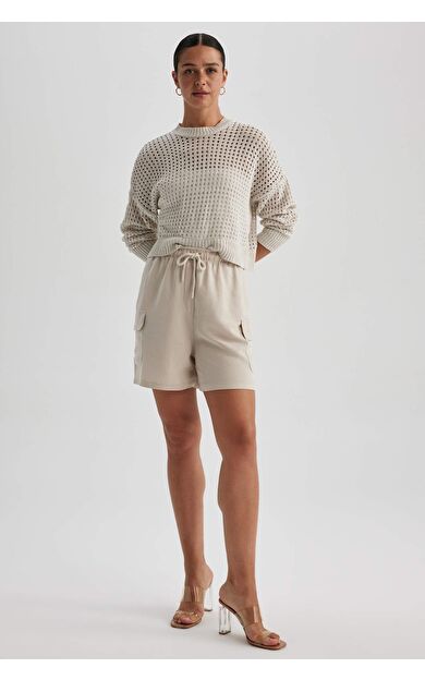 DeFactoFit Yüksek Bel Keten Karışımlı Şort A8258AX23HSER37