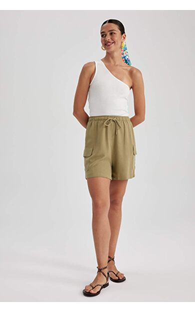 DeFactoFit Yüksek Bel Keten Karışımlı Şort A8258AX23HSKH473