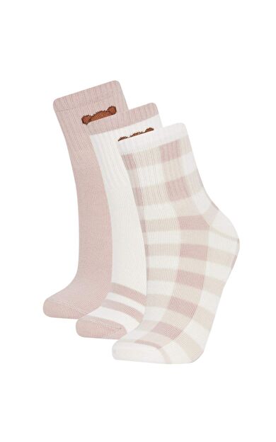 DeFacto Kadın 3'lü Pamuklu Soket Çorap A8691AXNSKR1