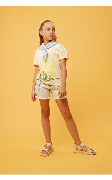 DEFACTO Kız Çocuk Kargo Fit Jean Şort A8727A823HSNM39