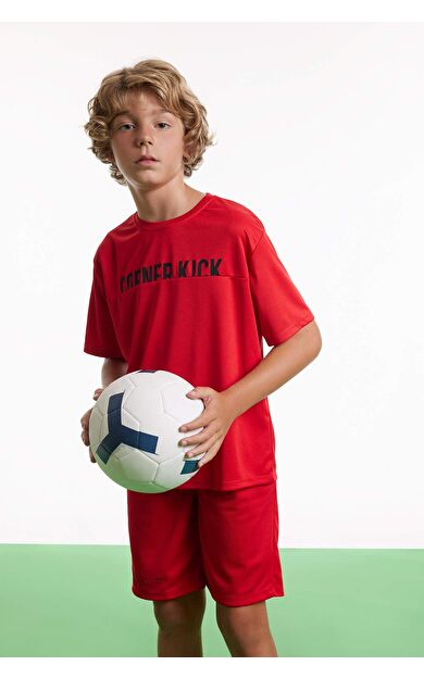 DEFACTO Erkek Çocuk Oversize Fit Bisiklet Yaka Etiket Baskılı Kısa Kollu Tişört