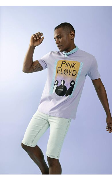 DeFacto Pink Floyd Regular Fit Bisiklet Yaka Baskılı Tişört