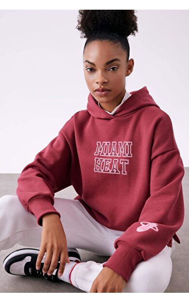 DeFacto NBA Miami Heat Kapüşonlu Kalın Sweatshirt Kumaşı Sweatshirt