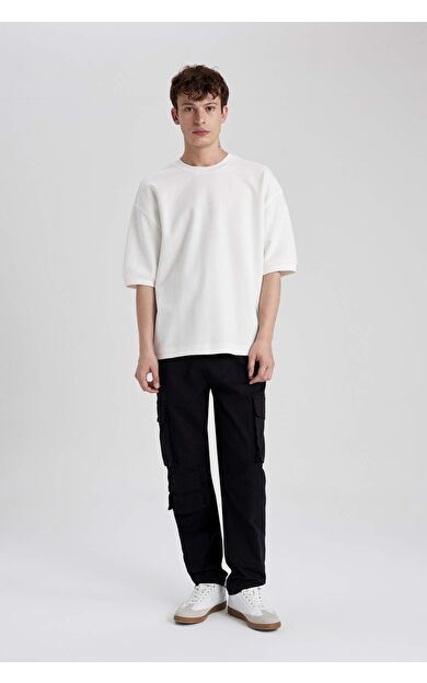 DeFacto Relax Fit Kargo Cepli Pantolon B0242AX23WNBK81