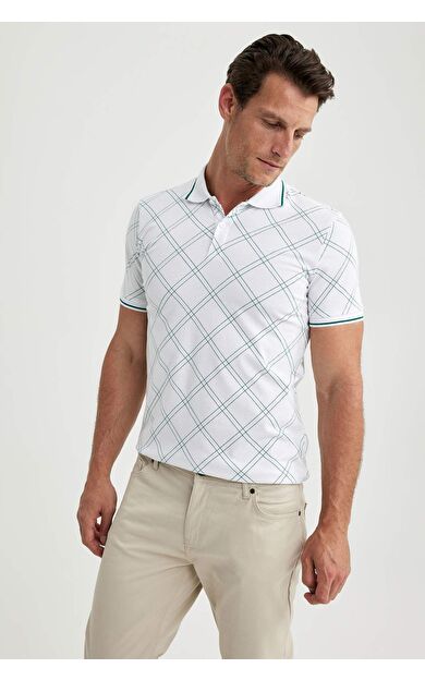 DeFacto Slim Fit Polo Yaka Baskılı Polo Tişört