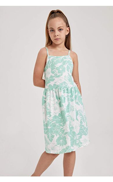 Kız Çocuk Desenli Pamuklu Elbise