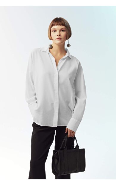 DeFacto Oversize Fit Gömlek Yaka Tensel Uzun Kollu Gömlek