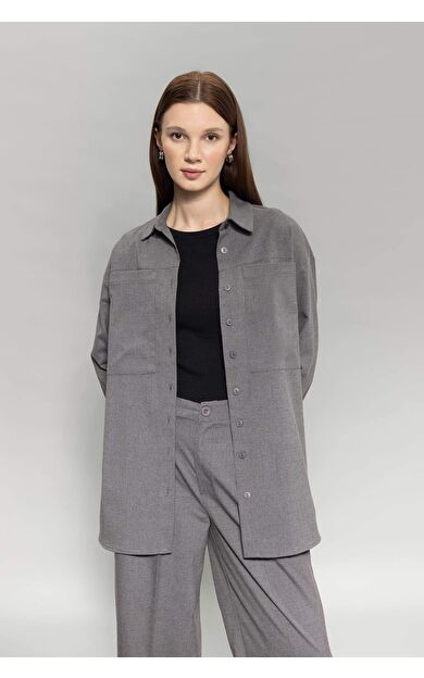 DeFacto Relax Fit Gabardin Uzun Kollu Gömlek Tunik