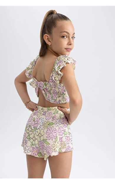 DEFACTO Kız Çocuk Crop Top Kısa Kollu Tişört B0985A823HSGN719