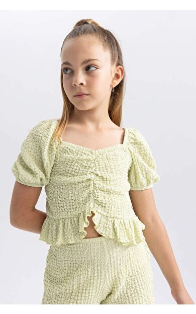 DEFACTO Kız Çocuk Crop Top Kısa Kollu Tişört B0986A823HSGN719
