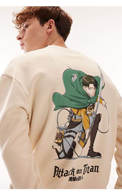 DeFacto Attack on Titan Boxy Fit Bisiklet Yaka Sweatshirt
