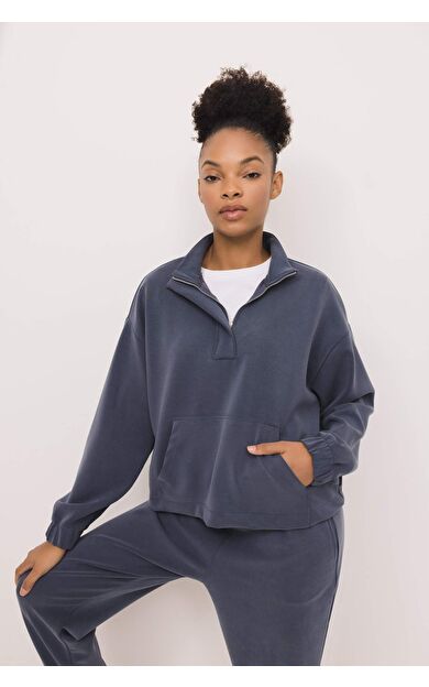 DeFacto Oversize Fit Dik Yaka Modal Sporcu Sweatshirt