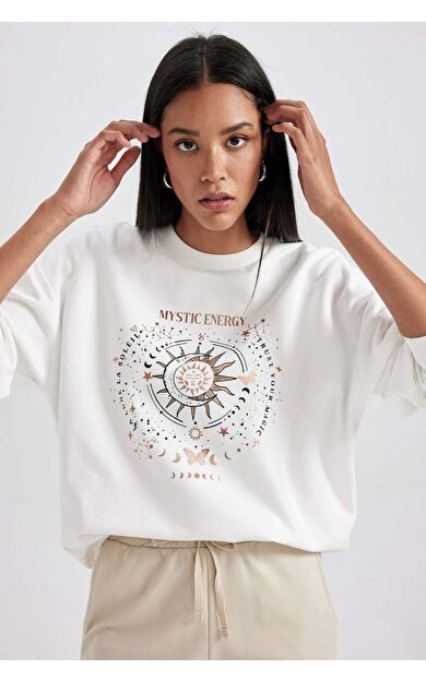 DeFacto Relax Fit Bisiklet Yaka İnce Sweatshirt Kumaşı Sweatshirt