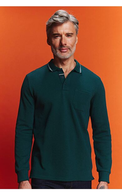 DeFactoFit Regular Fit Polo Yaka Pike Sweatshirt