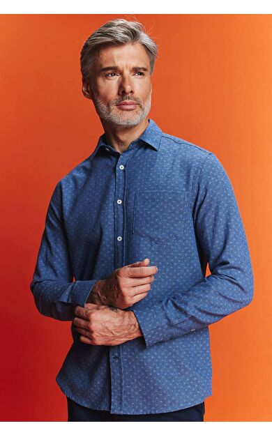 DeFactoFit Regular Fit Gömlek Yaka Dokulu Uzun Kollu Gömlek