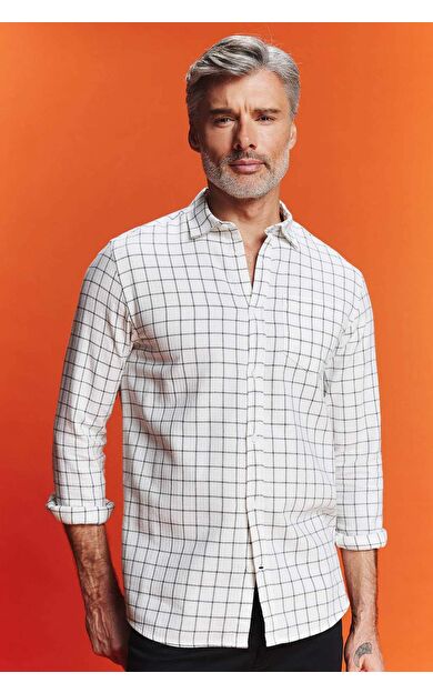 DeFactoFit Regular Fit Kare Desenli Uzun Kollu Gömlek