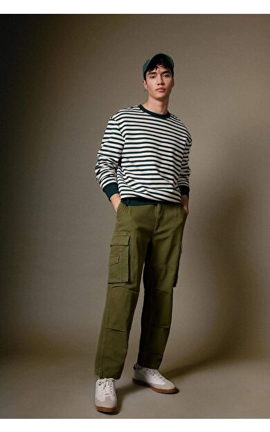 DeFactoFit Wide Leg Fit Geniş Kalıp Normal Bel Geniş Paça Kargo Cepli Pantolon B1915AX24SPKH262