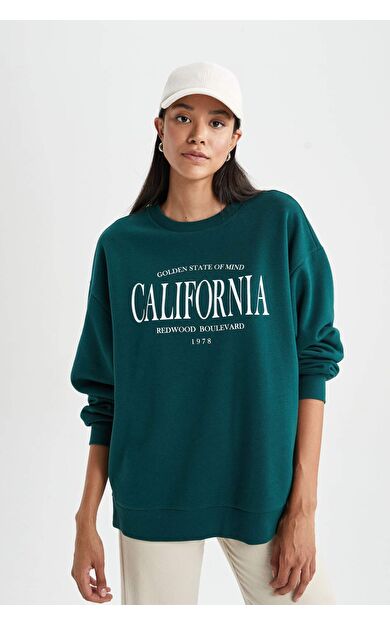 DeFacto Oversize Fit Bisiklet Yaka Kalın Sweatshirt Kumaşı Sweatshirt